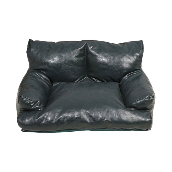 Pet Sofa Bed for Dogs Cats, Leather Couch with Backrest & Armrests, Scratch-Resistant Non- Sleeping Lounge, Orthopedic Supportive Indoor Resting Furniture for Living Room