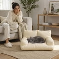 thumbnail image 1 of Pet Sofa Bed, Washable Leather Cat Dog Couch With Backrest Armrest Nonâ Comfort Pet Rest Bed For Small Medium Large Dogs And Cats, 1 of 7