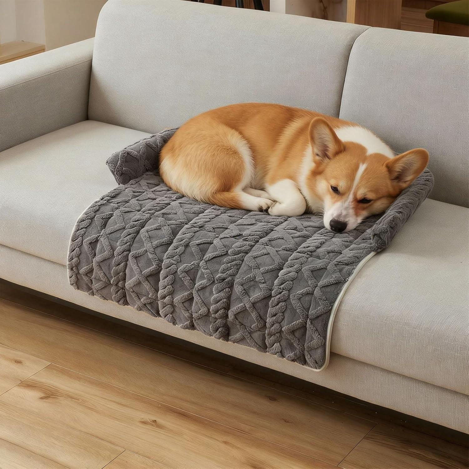 Pet Sofa Bed for Couch, 2026 Upgraded Plush Washable Waterproof Non-Slip Pet Mat, Cozy Furniture Protector for Small Medium Dogs & Cats (Gray)