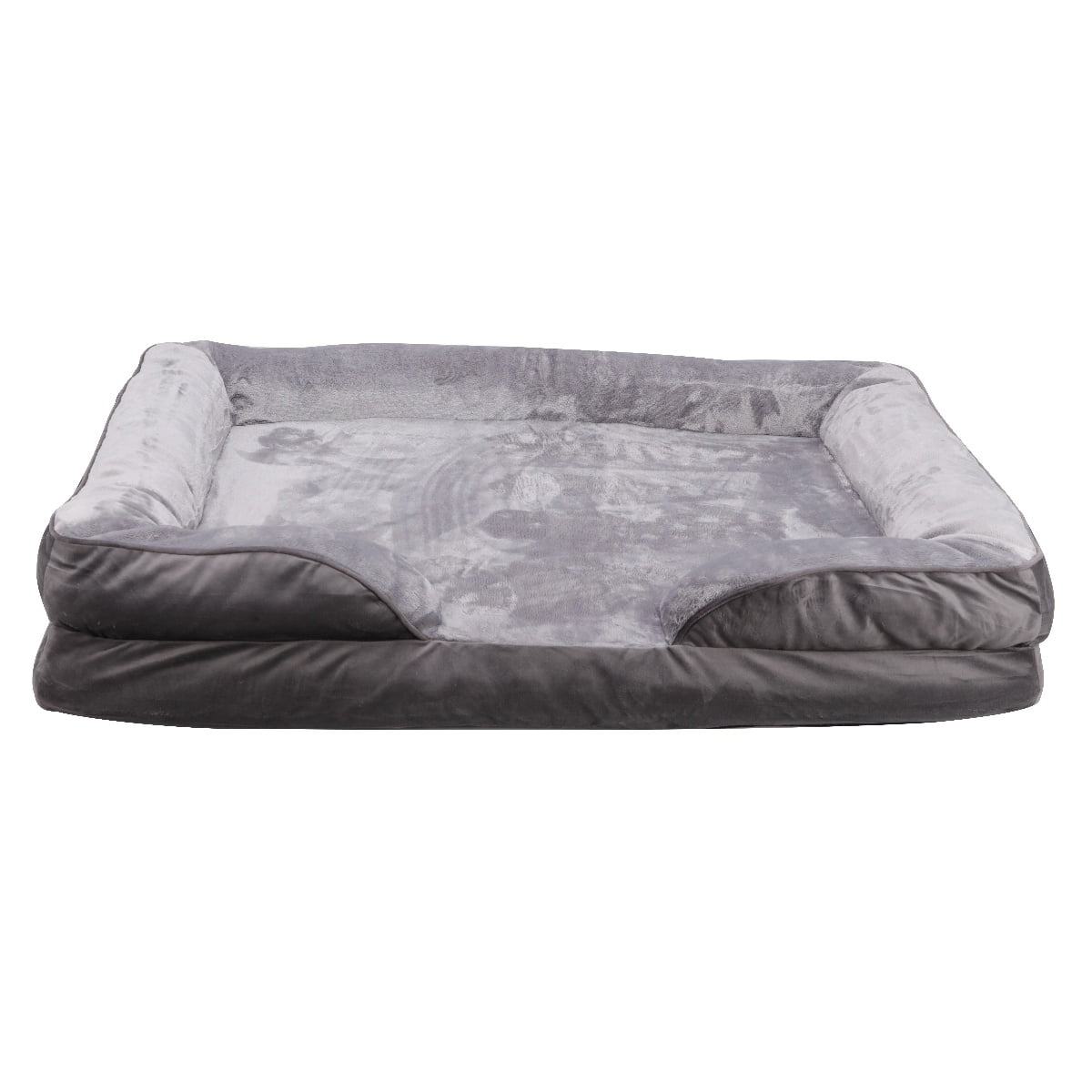 Pet Sofa Dog Beds Rectangle Orthopedic Dog Bed with Anti-Slip Bottom, Gray, XL