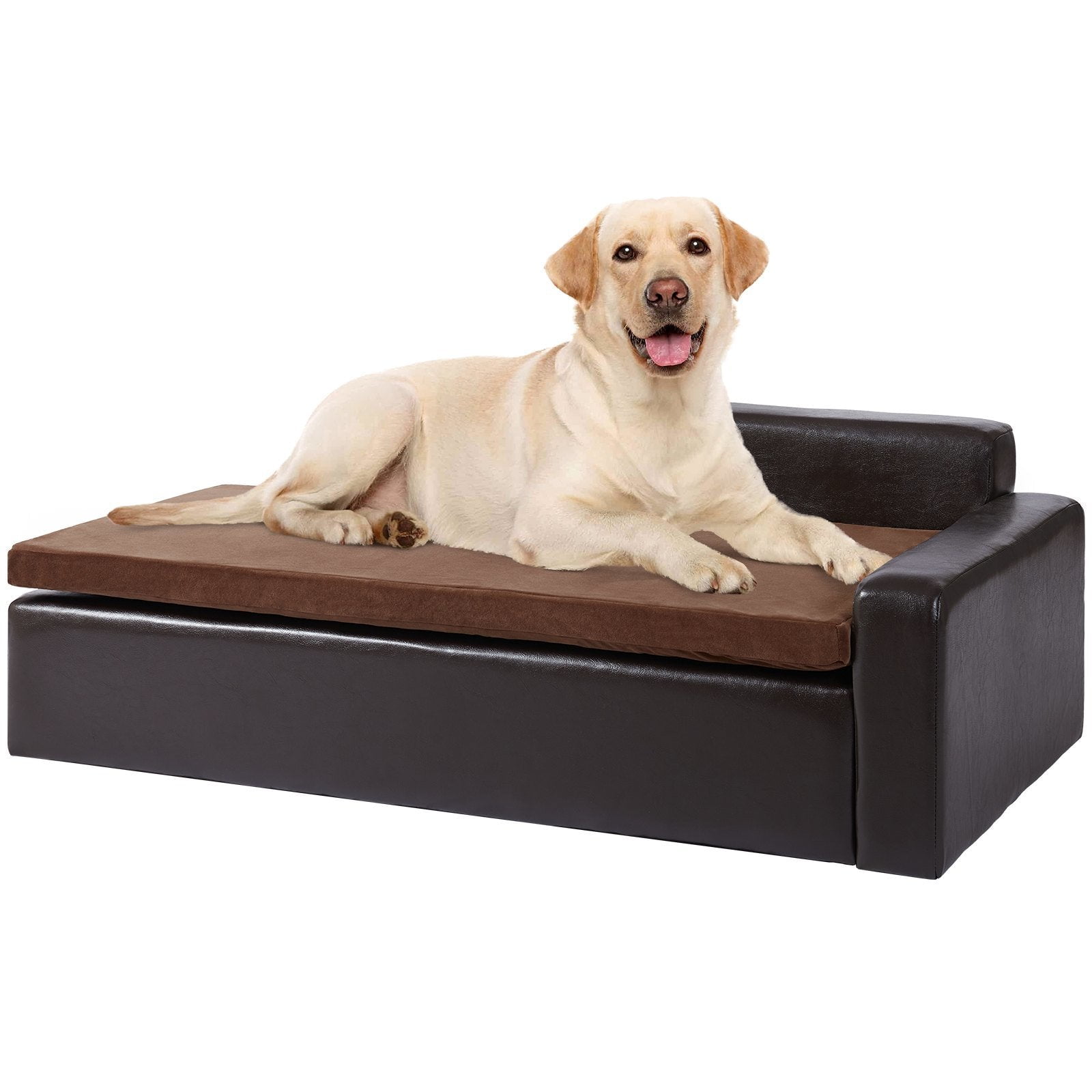 Large Black and Brown Leather Pet Sofa Bed