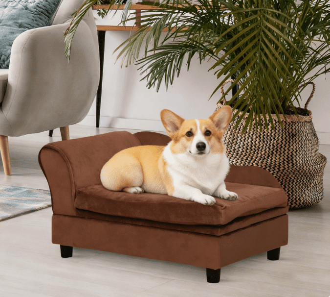 Pet Sofa Dog Sofa for Small Dogs with Storage, Brown