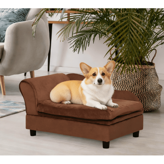 Pet Sofa Dog Sofa for Small Dogs with Storage, Brown