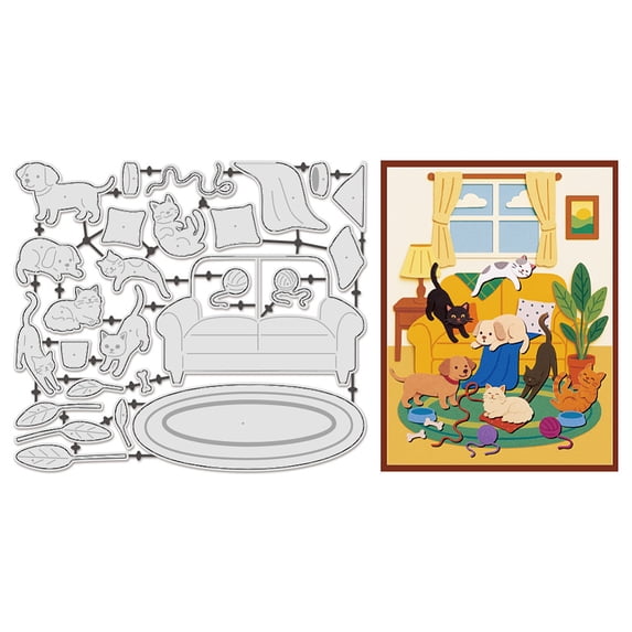 Pet Sofa Theme Carbon Steel Cutting Dies Stencils for DIY Scrapbooking Photo Album Decorative Embossing Paper Card Furniture & Appliances 160x140x0.8mm