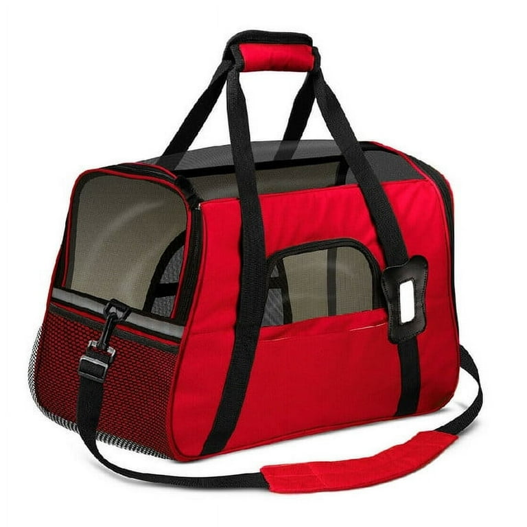 Pet Soft Sided Dog Cat Carrier Comfortable Bag Travel Case Airline Approved  Small Size Red Color 