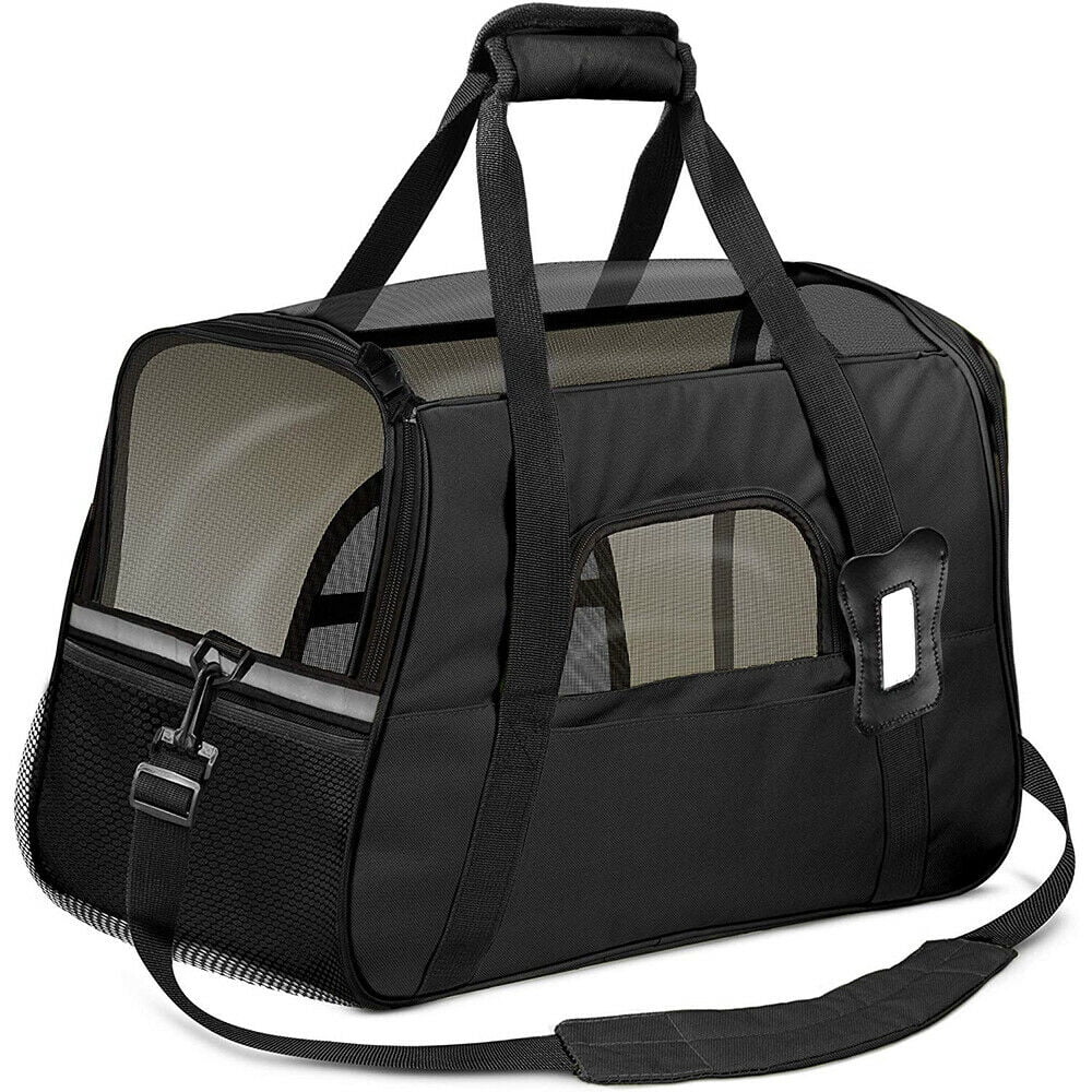 Airline Approved Pet Carrier Soft Sided Small Cat / Dog Comfort Black  Travel Bag 