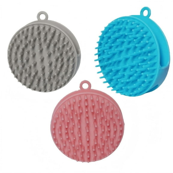 Pet Soft Silicone Grooming Brush ,Shower Wash Curry Brush,Dog Back Massage for Long & Short Hair Small Large Pets Dogs(Blue&Pink&Gray)