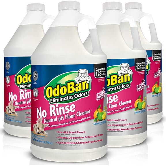 Pet Solutions No Rinse Neutral pH Floor Cleaner Concentrate, Made in the USA, Splash O' Citrus Scent, 4 Gallons