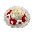 thumbnail image 1 of Pet Sombrero Straw Hat Mini Dog Sun Protection Hat with Flower Adjustable Hawaii Sun Bucket Cap Summer Beach Hat for Small Medium Dogs Cats, 1 of 8