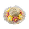 thumbnail image 1 of Pet Sombrero Straw Hat Mini Dog Sun Protection Hat with Flower Adjustable Hawaii Sun Bucket Cap Summer Beach Hat for Small Medium Dogs Cats, 1 of 8