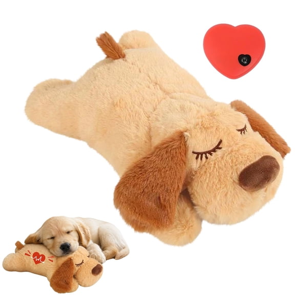 Pet Soothing Heartbeat Stuffed Puppy Toy, Calming Cuddler Pillow for Dogs & Cats, Separation Stress Anxiety Relief Sleep Aid Toy for Puppies Kittens Household Use