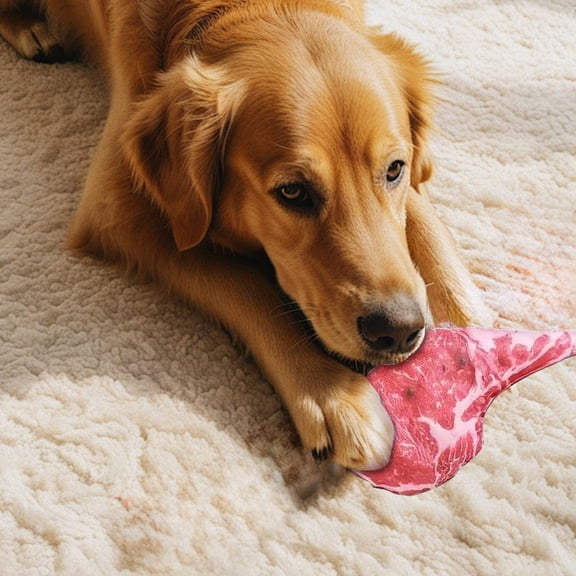 Pet Sounding Toy Steak Chewable Built In Noise Maker Interactive Cat Dog Toy Chewing Squeaky Plaything for All, 23x11.5 cm, Color B