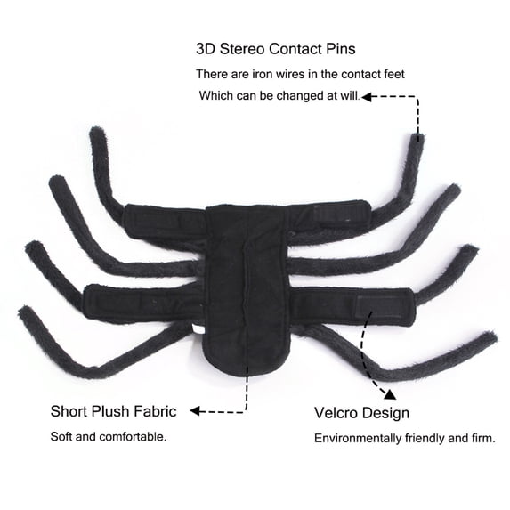 Pet Spider Costume, Adjustable Chest & Back Harness for Small Dogs & Cats, Funny Halloween Transforming Outfit for Cosplay & Photo Shoot, Chihuahua Costume, L