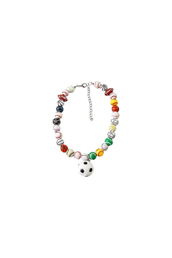 Pet Sports Themed Dog Cat Necklace - Colorful Beaded Collar with Soccer Charm, Adjustable Pet Jewelry - For Daily Wear, Holiday Parties, Pet Shows, Casual Outings