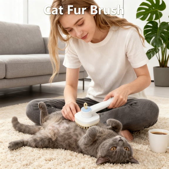 Pet Spray Anti-Static Grooming Brush For Cats, Built-In Spray To Reduce Static & Smooth Fur, Efficient Deshedding & Detangling With Abs Material, Includes Charging Cable