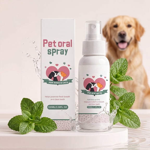 Pet Spray Pet Oral Spray Teeth Cleaning Spray for Dogs and Cats Pet Care Spray Natural Ingredients Fresh Oral Care No Brushing 100Ml