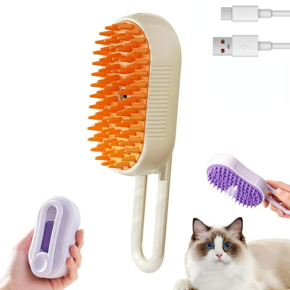 Pet Spritz Defur Comb, Pet Spritz Defur Comb for Dogs/Cats, Pet Spray Hair Removal comb, 3 in 1 Catt Steam Brush for Removing Tangled and Loosse Hair (White)