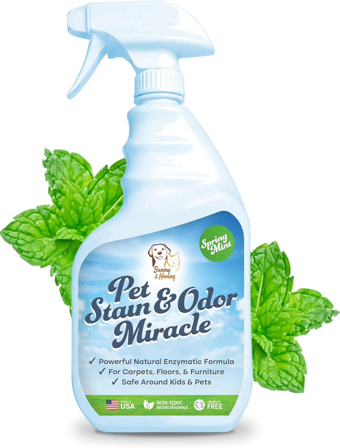 Pet Stain & Odor Miracle Enzyme Cleaner for Dog and Cat Urine, Feces