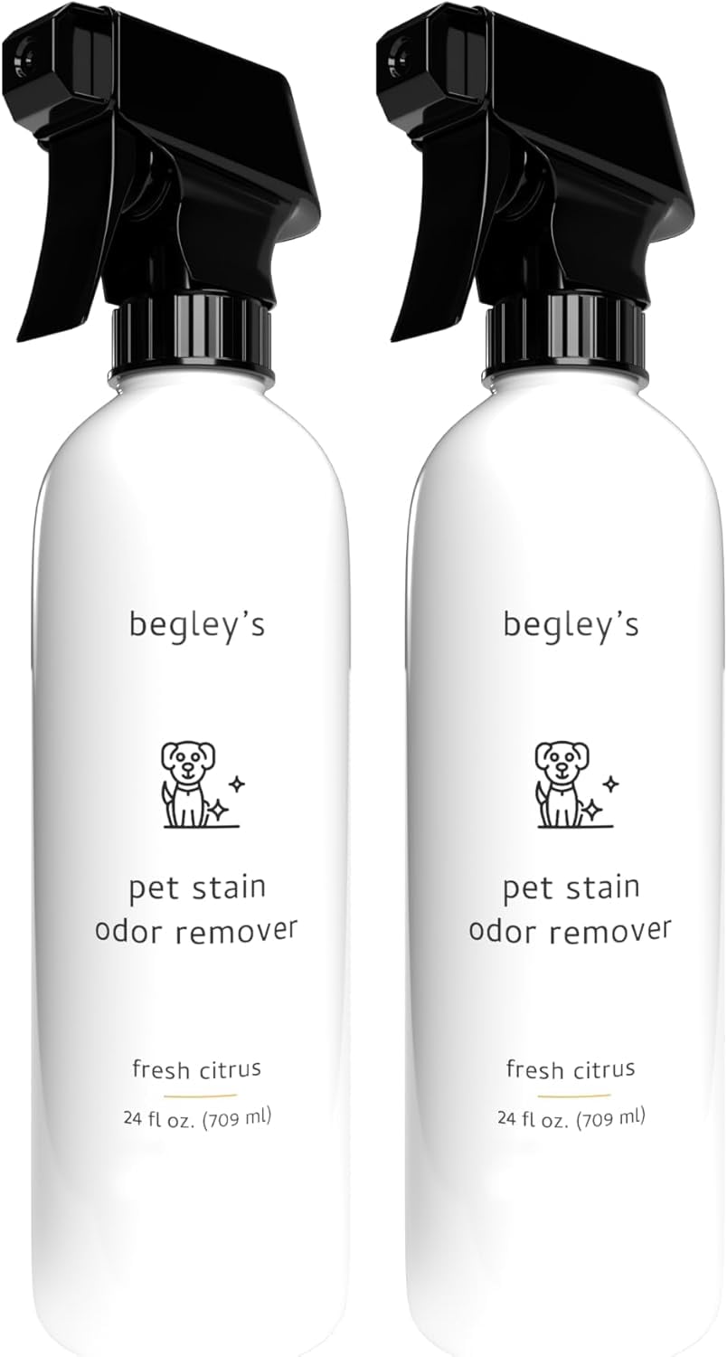 Bergli Pet Stain and Odor Remover - Home Pet Odor Eliminator - Pet Urine Enzyme Cleaner - Pet Carpet Cleaner - Enzymatic Cleaner, for Dog Urine, Cat Urine, Feces - 24 Ounces, 2 Pack
