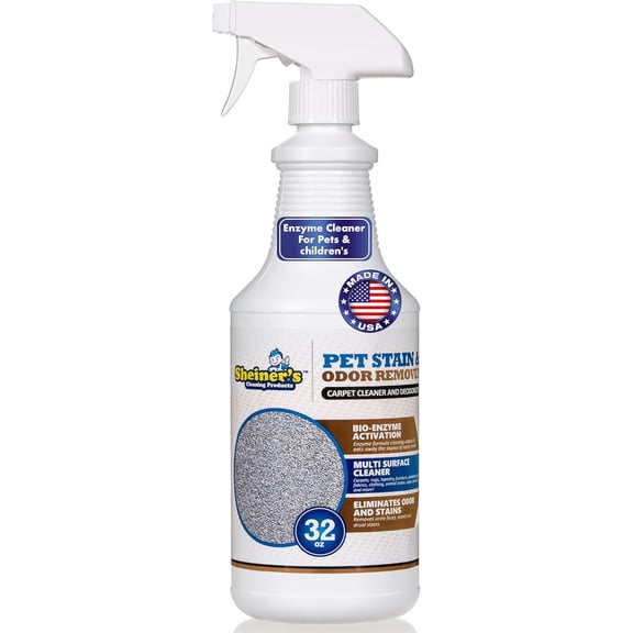 Pet Stain Remover & Pet Odor Eliminator, Advanced Cleaning Bio-Enzyme Cleaner Solution for Carpets, Rugs, Upholstery & Multi-Surfaces, Safe for Pets & Kids. (32 oz)