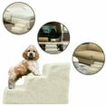 thumbnail image 1 of Pet Stairs 3 Steps Indoor Dog Cat Steps Ramp for Puppies up to 45 lbs White Fleece, 1 of 3
