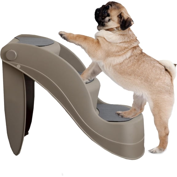Pet Stairs - Durable Dog Stairs for Small Dogs with 3-Step Design and Safety Locking Pins - Cat or Dog Steps for Home and Vehicle by (Tan)