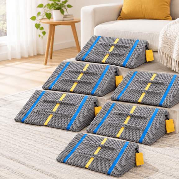 Pet Stairs Ramp with Anti-Slip Bumps, 40D Foam Wedges for Small Dogs, Cats, and Senior Pets