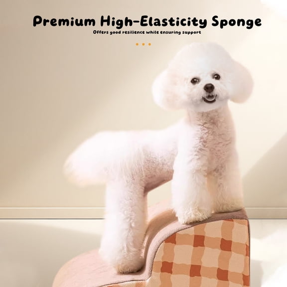 Pet Stairs With Removable Washable Cover, 2-Step Pet Ramp For Sofa Bed, Dog Ladder, Pet Climbing Stairs For Senior Small Dogs Cats, Easy To Assemble, Lightweight Pet Accessory