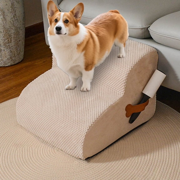 Pet Stairs for Small Dogs - High Density Dog Ramp with Non- Surface - Dog Steps for High Beds, Couches & Cars - Removable Washable Cover for Older Dogs & Cats(15.75*15.75*12.2Inch)