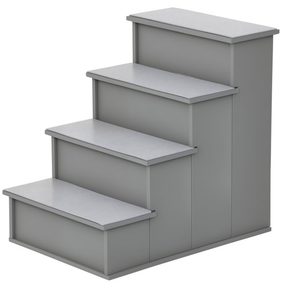 Pet Stairs for Small Dogs, 4-Step Cushioned Foam Steps with Removable Cover for Couch & Bed, Supports 22 lbs, Grey