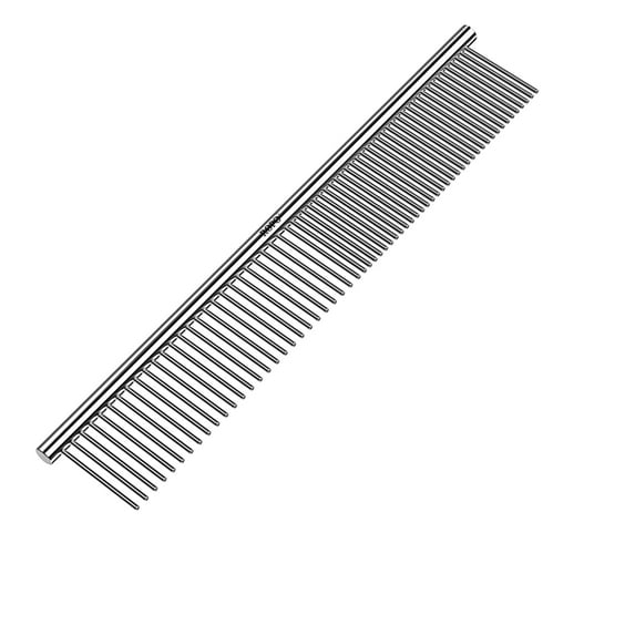 Pet Steel Combs Dog Cat Comb Tool for Removing Matted Fur - Pet Dematting Comb with Rounded Teeth and Non-Slip Grip Handle - Prevents Knots and Mats for Long and Short Haired Pets