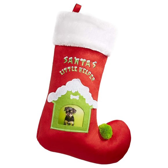 Pet Stocking with Snow Covered Photo Pocket