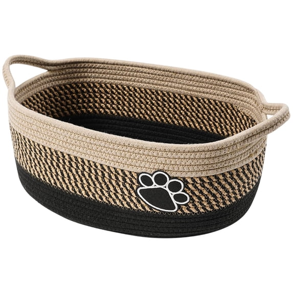 Pet Storage Basket, Woven Cotton Rope Dog Toy Organizer with Portable Handle, Large-Capacity Multi-Functional Pet Supply Basket for Toys, Snacks, Beds, Leashes