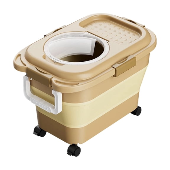 Pet Storage Container with Wheels Collapsible 6 Quart with Measuring Cup for Kitchen Pantry