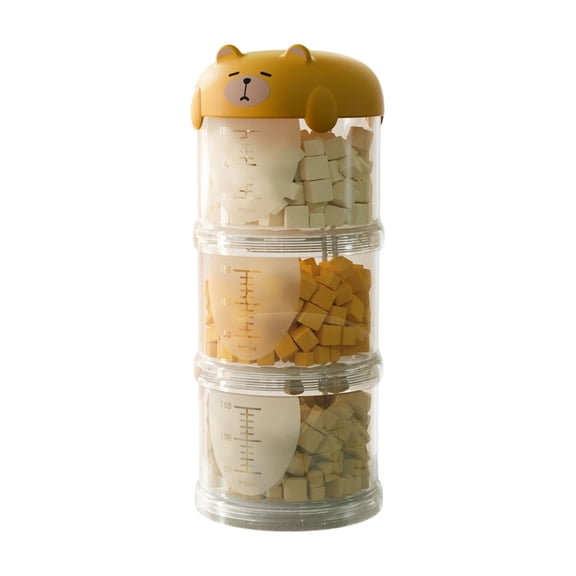 Pet Storage Containers, Stackable Storage Containers, Clear Plastic Storage, Yellow Bear Lid, 8 in Tall, Sealed Dry Kibble, Outings, Pet Treats, Organization and Storage, 1 Pc