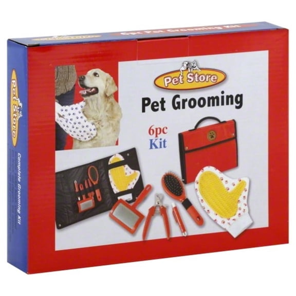 Pet Store Pet Grooming 6 Piece Kit Grooming Shedding Nail Clipper for Puppy Kitten Small Pets Red
