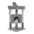 thumbnail image 1 of Pet-Story 28.4 Inches Small Cat Tree for Indoor Cats Polyester Plush Cat Tower with Beige Condos, Spacious Perch,Scratching Sisal Posts Plush-covered posts Gray, 1 of 6