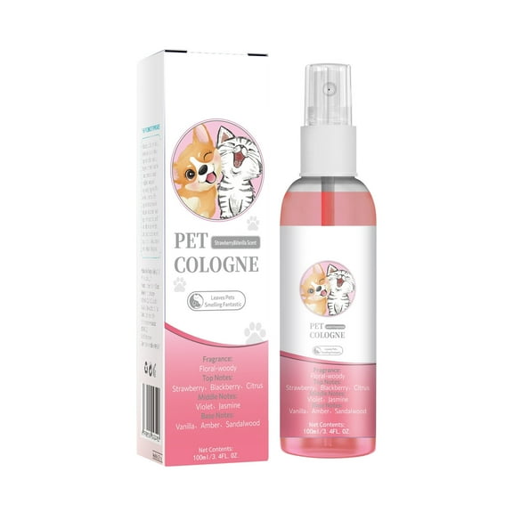 Pet Story Dog & Cat Odor Remover Perfume Spray, Conditioning Deodorizing Formula For All Coat Types, 100Ml/4 Oz Capacity With Strawberry Scent For Dogs And Cats