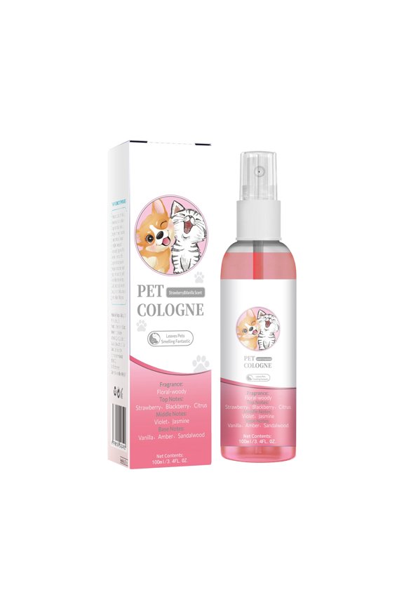Pet Story Dog & Cat Odor Remover Perfume Spray, Conditioning Deodorizing Formula For All Coat Types, 100Ml/4 Oz Capacity With Strawberry Scent For Dogs And Cats