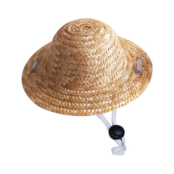 Pet Straw Hat Breathable Creative Handmade Summer Pet Sun Cap for Outdoor