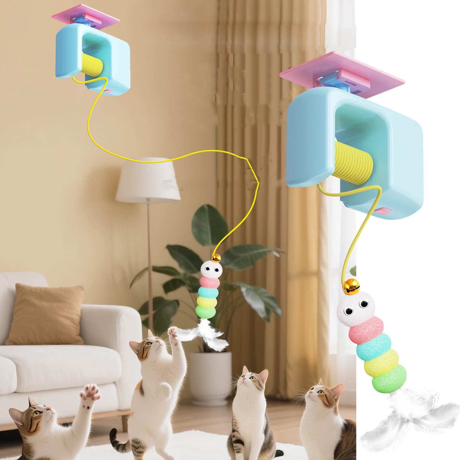 Pet Stress Relief Toys for Cats, Rechargeable Interactive Hanging Door