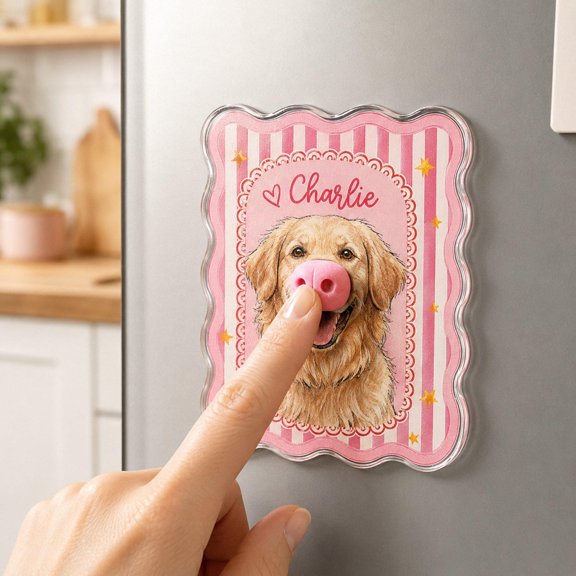Pet Striped Dog Photo Acrylic Fridge Magnet, Pet Portrait, Lover Gift