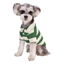 Pet Striped Polo Shirt Breathable Comfortable Dog Clothes for Small Dogs Daily Casual Outfit