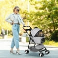thumbnail image 1 of Pet Stroller 3-in-1 Foldable Dog  Jogger with 4 Wheels, Detachable Basket Cup Holder Travel  for Small Medium Pets Gray, 1 of 8