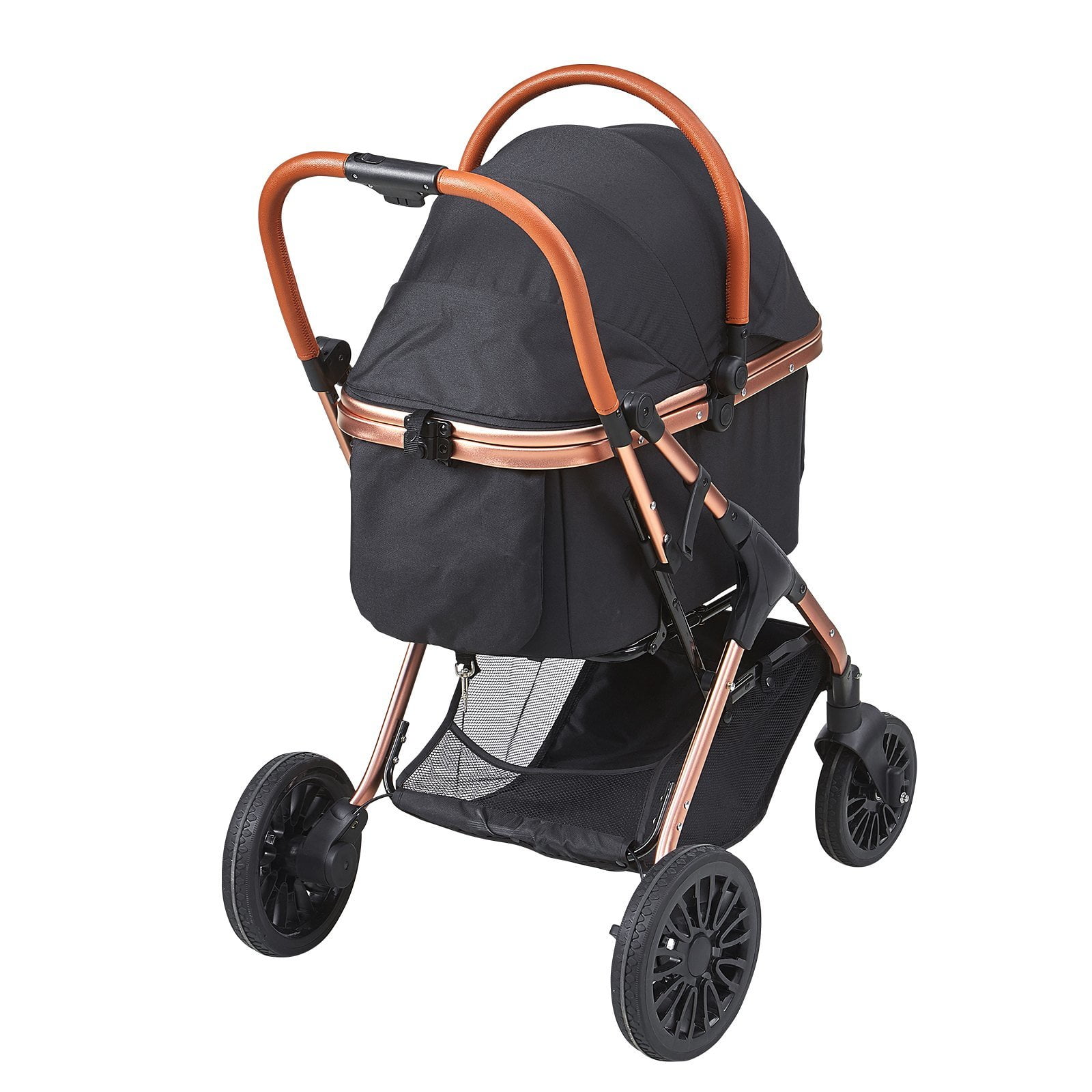 Black Aluminum Alloy 4-Wheel Dog Stroller with Brakes