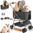 thumbnail image 1 of Pet Stroller with 4 Wheels, Foldable Pet Travel Carrier for Small/Medium Dogs Cats up to 55lbs, Detachble Basket Removable Carriert Car Seat 3 in 1 Multifunctional, 1 of 9