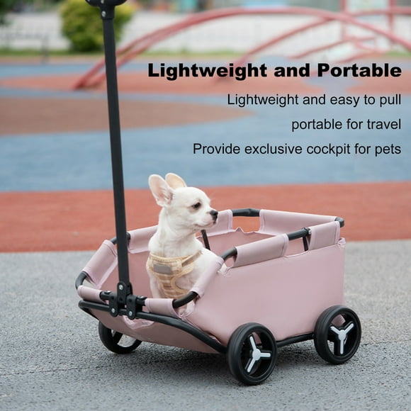Pet Stroller with High-quality Materials Safe Hair-free Pet Pet Stroller for Small Dogs Cats 4 Wheels Folding Pet Cart Easy-to-clean Buggy with Secure