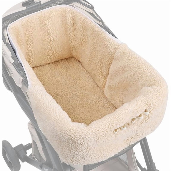 Pet Stroller Liner Insert with Plush Polyester Fabric for Warmth and Wind Protection in Gray or Cream