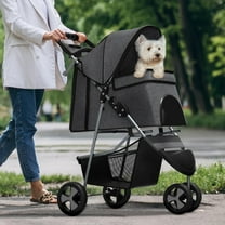 Pet Stroller for Small Dogs 10 lbs, Dog Stroller for Medium Dogs 30 lbs, Cat Strollers for 2 Cats, 3 Wheels Foldable Jogger Puppy Stroller with Storage Basket and Cup Holder, Grey