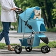 thumbnail image 1 of Pet Stroller for Small Dogs 10 lbs, Dog Stroller for Medium Dogs 30 lbs, Cat Strollers for 2 Cats, 3 Wheels Foldable Jogger Puppy Stroller with Storage Basket and Cup Holder, Mint, 1 of 14